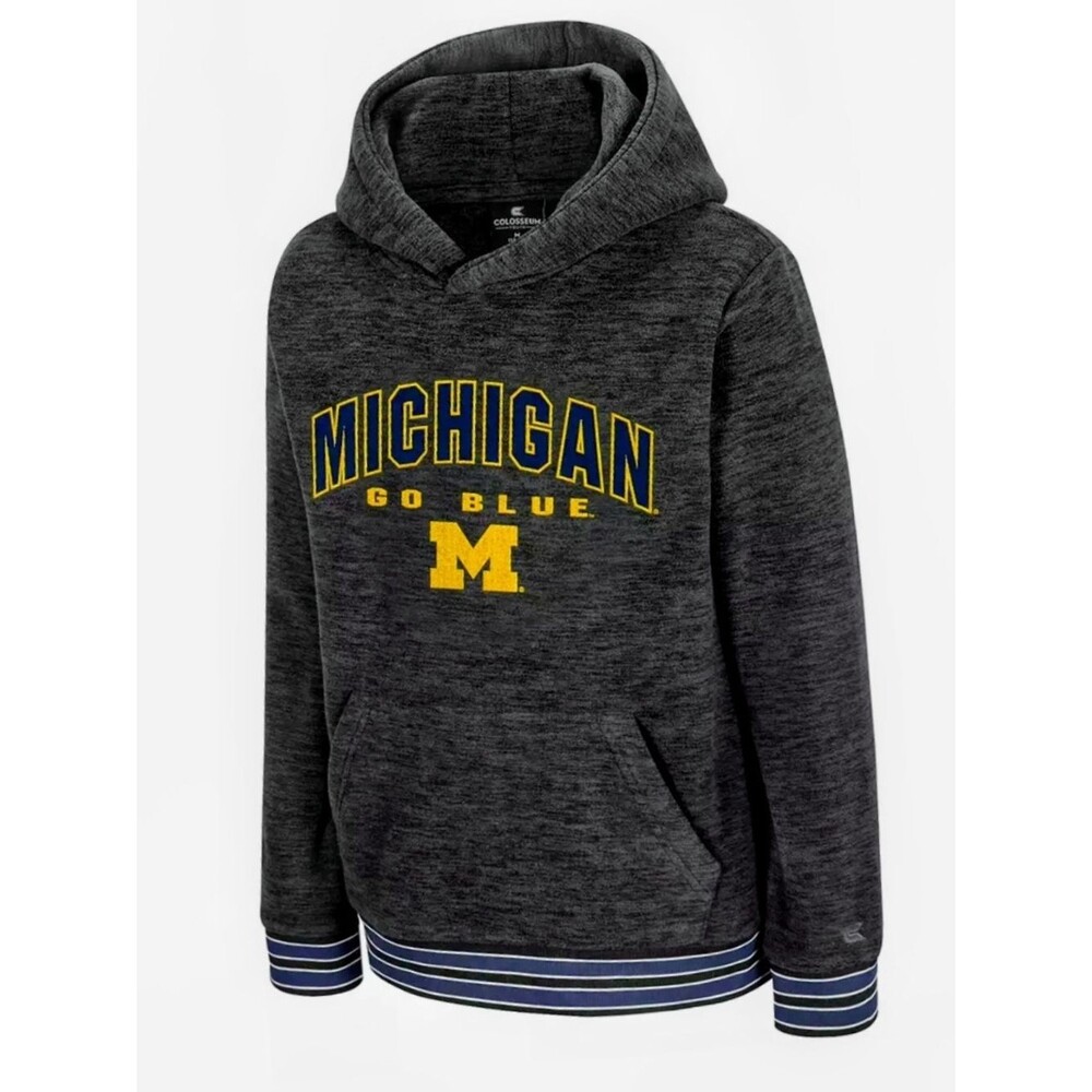 Colosseum Mens XXL Michigan Hooded Sweatshirt in Charcoal with Yellow & Navy